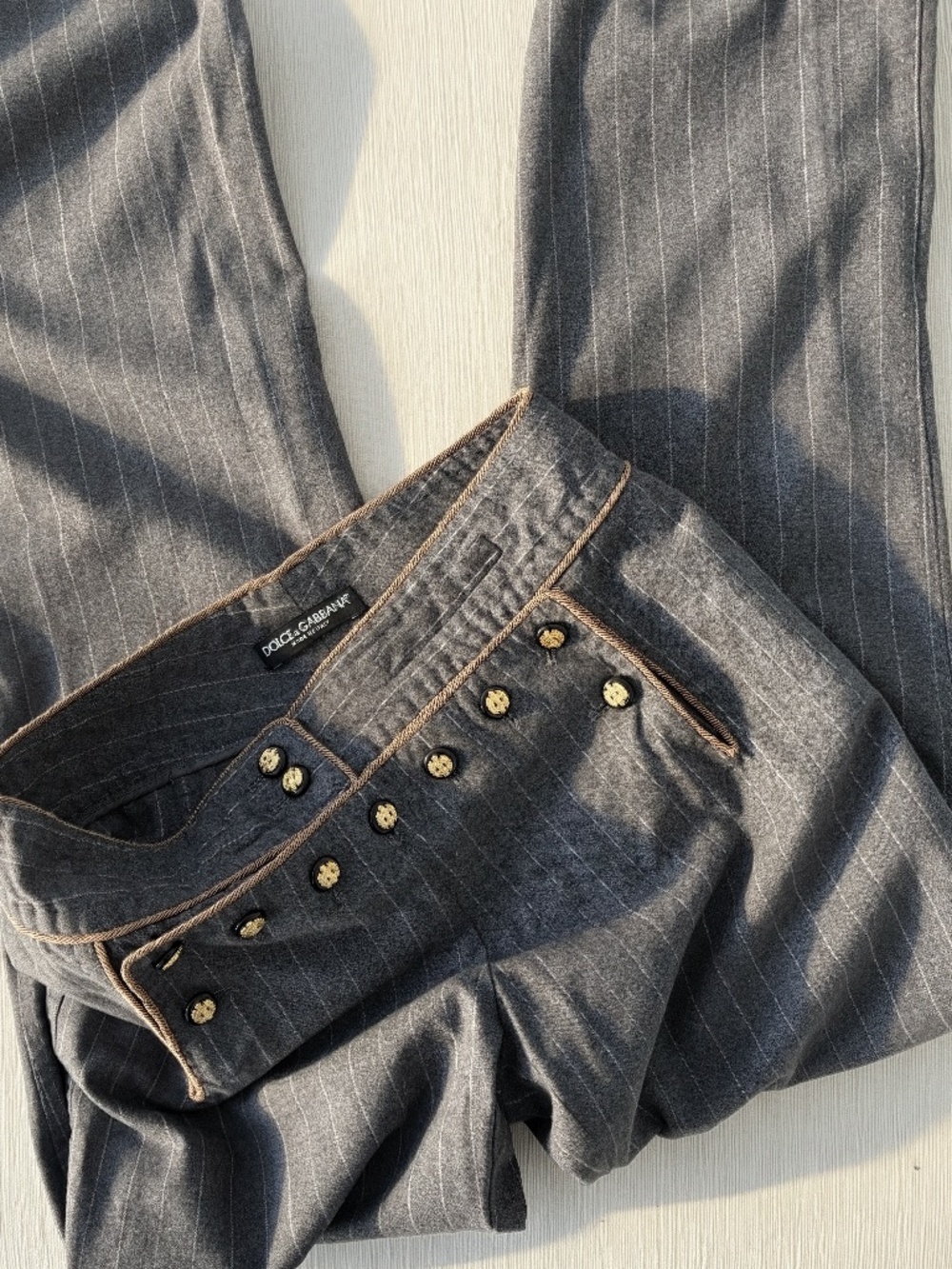 Vintage Dolce & Gabbana Y2K Pinstripe Bootcut Trousers